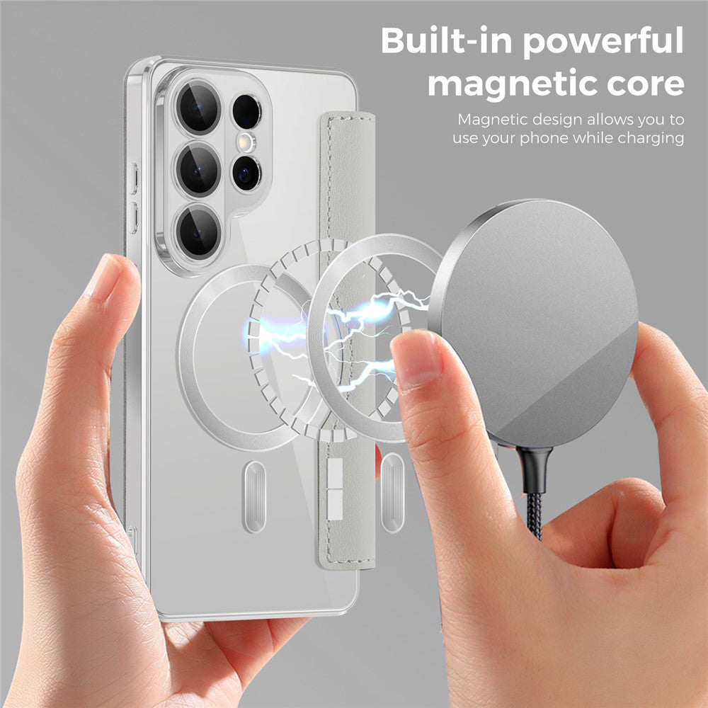 Étui MagSafe pour Samsung Galaxy S26 Ultra, Techsuit, SmartMag Book, Gris