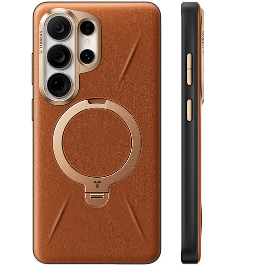 Étui MagSafe pour Samsung Galaxy S26 Ultra, Torras, QPRO Leather, Marron