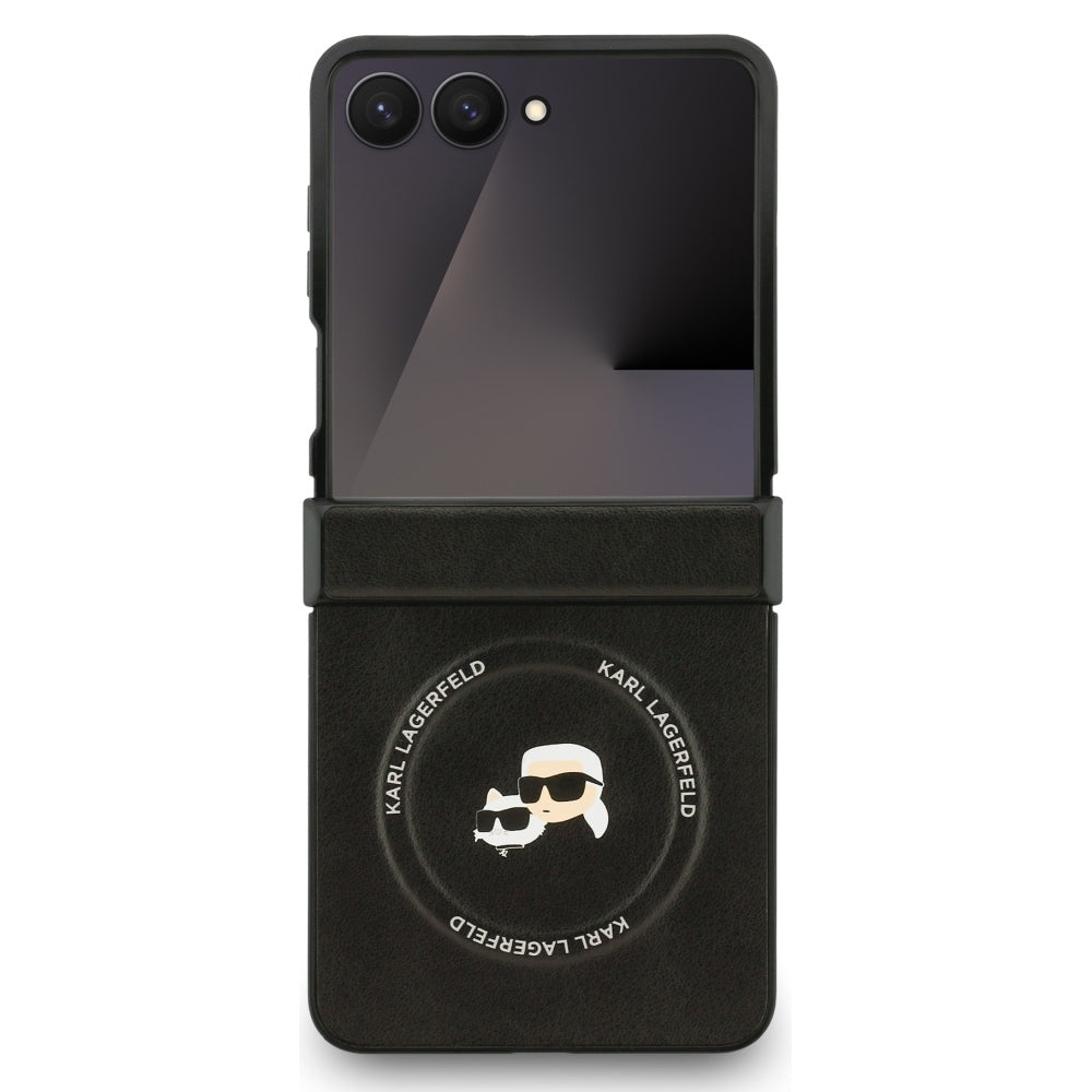 Étui MagSafe pour Samsung Galaxy Z Flip7 F766, Karl Lagerfeld, Karl & Choupette Pins, Noir