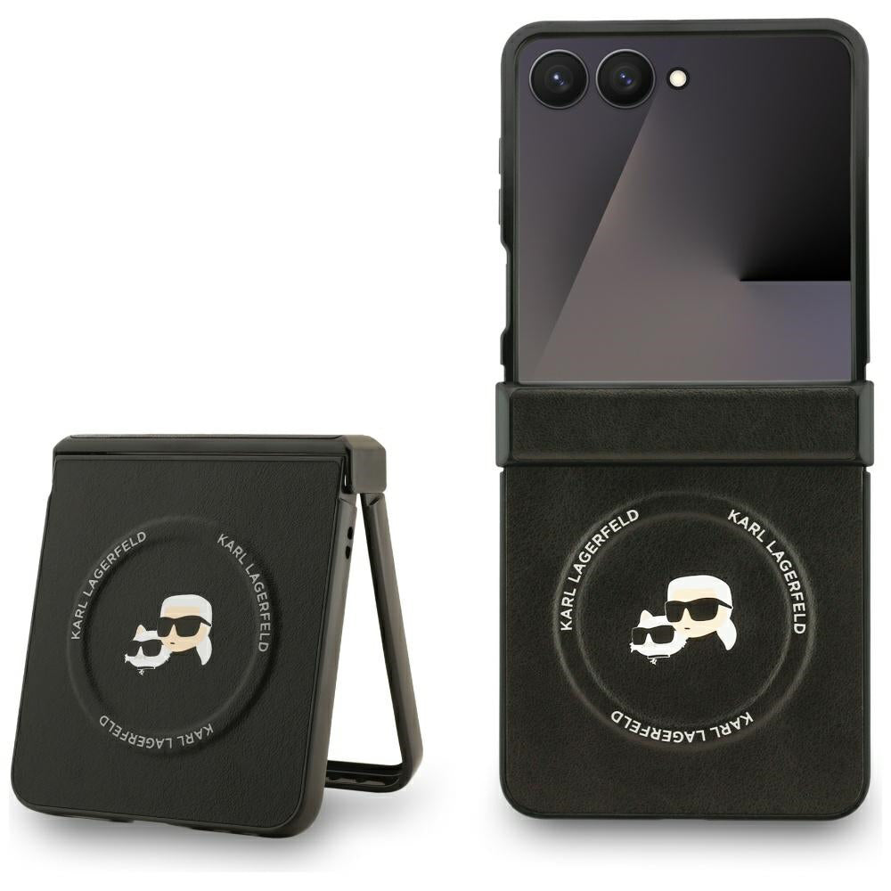 Étui MagSafe pour Samsung Galaxy Z Flip7 F766, Karl Lagerfeld, Karl & Choupette Pins, Noir