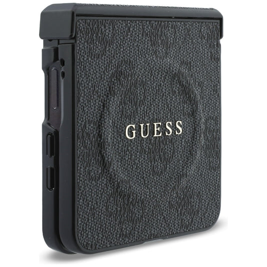 Coque MagSafe pour Samsung Galaxy Z Flip8 F776, Guess, 4G Leather Classic, Noire
