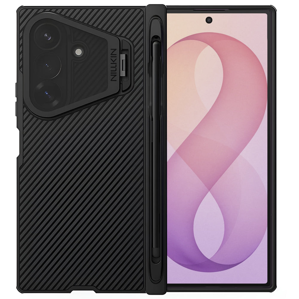 Coque MagSafe pour Samsung Galaxy Z Fold8 Ultra F976, Nillkin, CamShield Pro avec couvercle d'objectif noir transparent et support pour S-Pen, noire