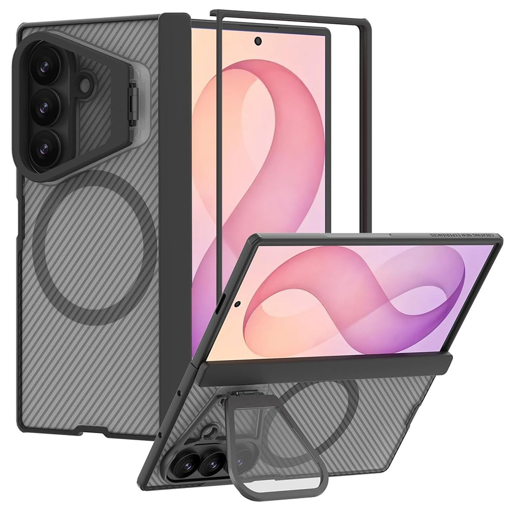 Coque MagSafe pour Samsung Galaxy Z Fold8 Ultra F976, Nillkin, CamShield Pro avec couverture d'objectif transparente, Noir Transparent