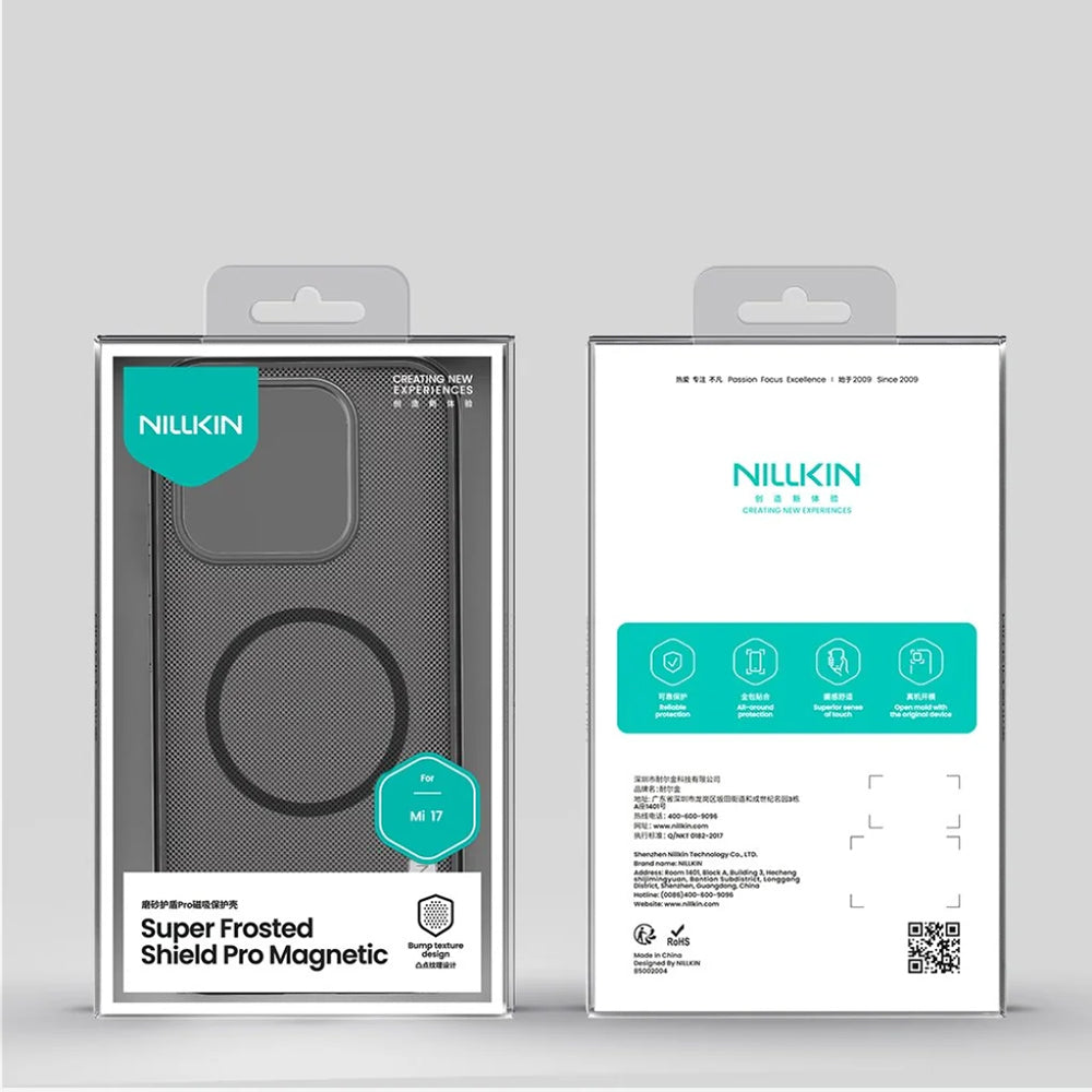 Coque MagSafe pour Xiaomi 17, Nillkin, Super Shield Pro, Noire Transparente Satinée