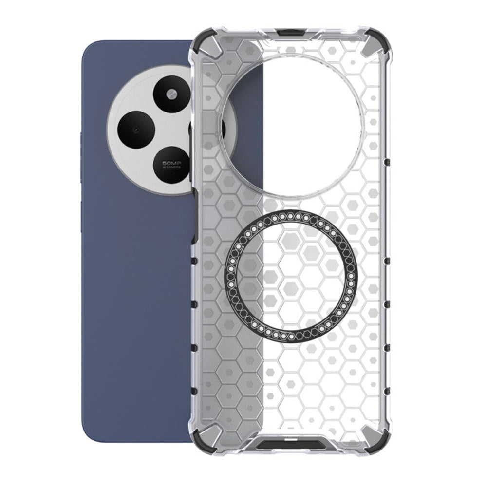 Coque MagSafe pour Xiaomi Poco C75 / Redmi 14C, Techsuit, HoneyComb Shield, Blanche