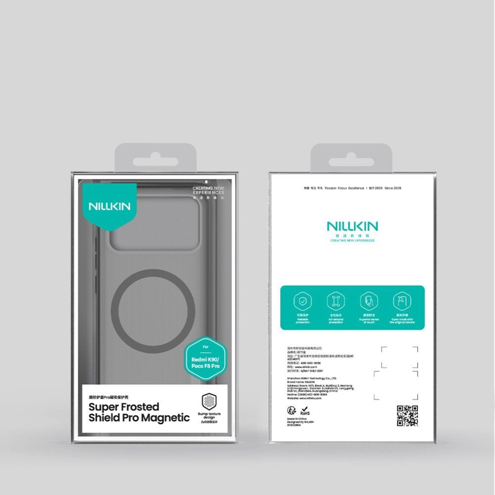 Coque MagSafe pour Xiaomi Poco F8 Pro, Nillkin, Super Shield Pro, Noire Transparente Satinée