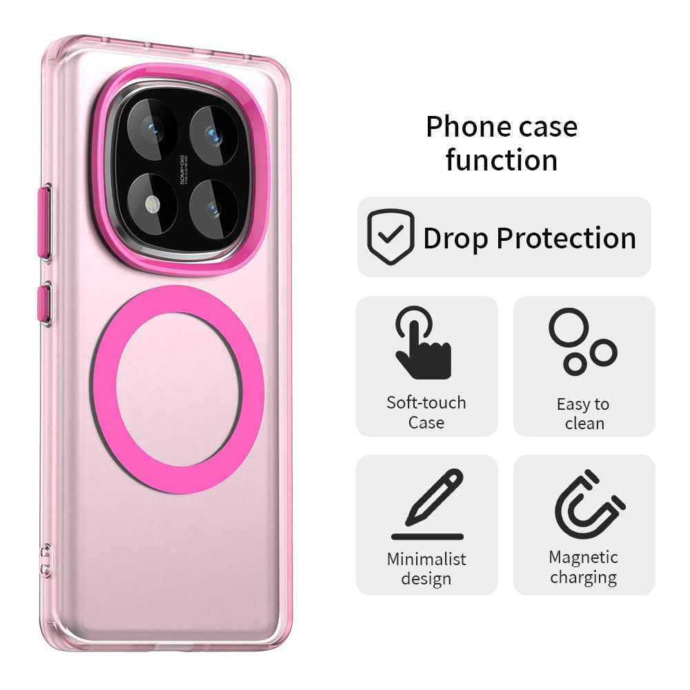 Coque MagSafe pour Xiaomi Poco X7 / Redmi Note 14 Pro 5G, Techsuit, CandyCase, Rose