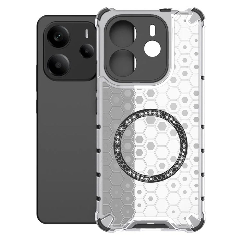 Coque MagSafe pour Xiaomi Redmi Note 14 4G (Régional), Techsuit, HoneyComb Shield, Blanche