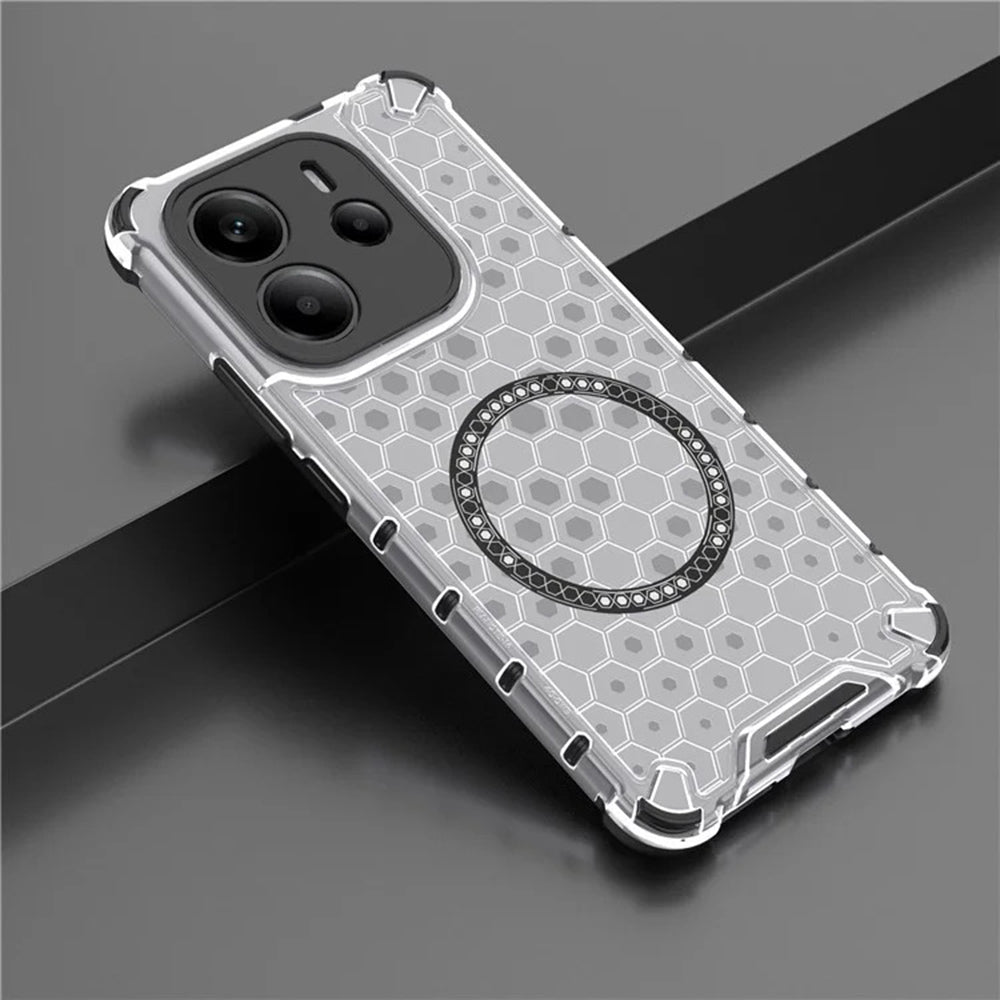 Coque MagSafe pour Xiaomi Redmi Note 14 4G (Régional), Techsuit, HoneyComb Shield, Blanche