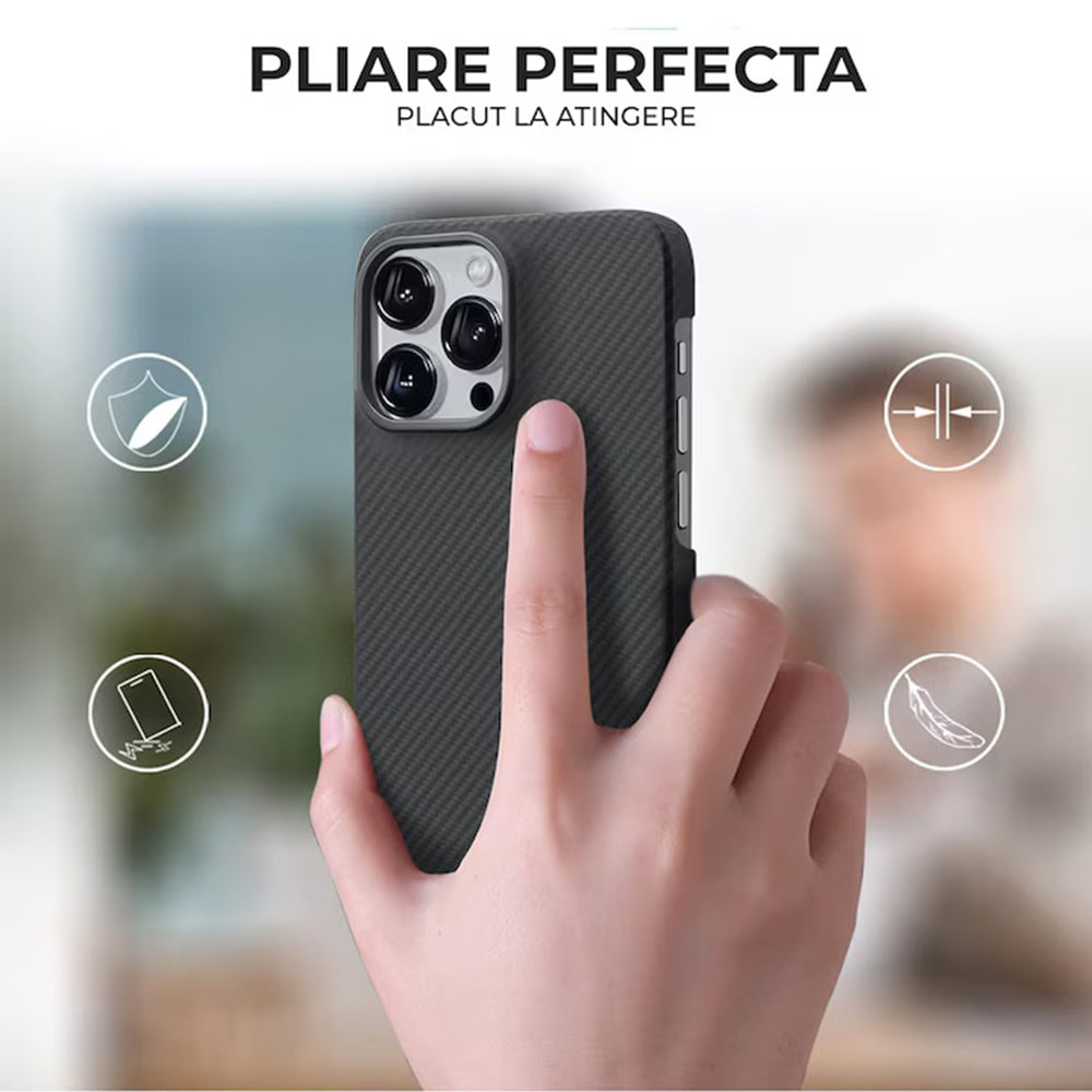Coque MagSafe pour Apple iPhone 17 Pro Max, Techsuit, Fibre d'Aramid, Noire