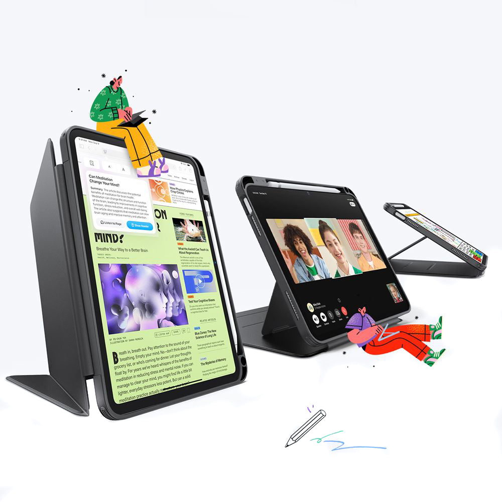 Coque pour Apple iPad Air 11 (2026) / iPad Air 11 (2025) / Air 11 (2024) / Air (2022) / Air (2020), ESR, Flip Hybrid, Noire