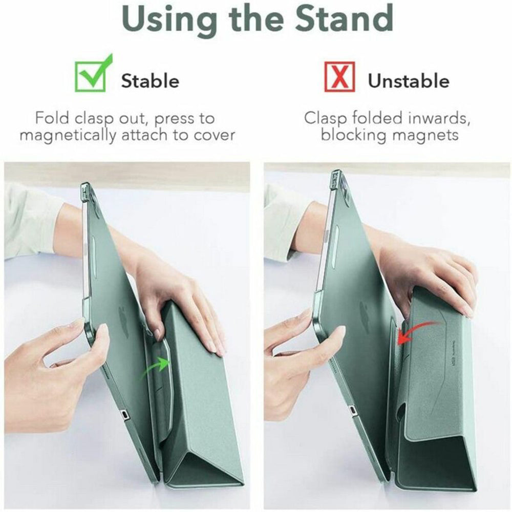Coque pour Apple iPad Air 11 (2026) / iPad Air 11 (2025) / Air 11 (2024) / Air (2022) / Air (2020), ESR, Ascend Trifold, Vert Satiné