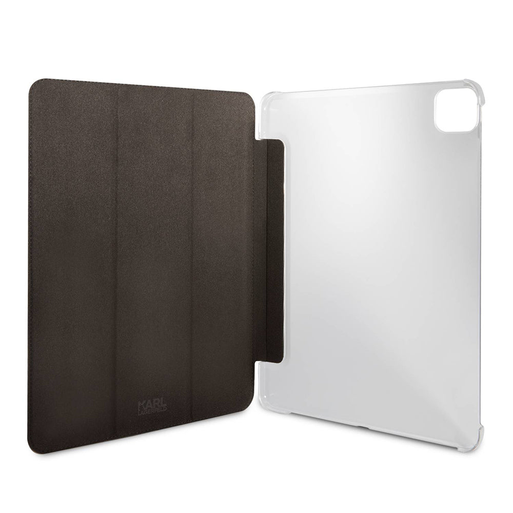 Étui pour Apple iPad Pro 13 (2024), Karl Lagerfeld, Saffiano Karl & Choupette, Noir.
