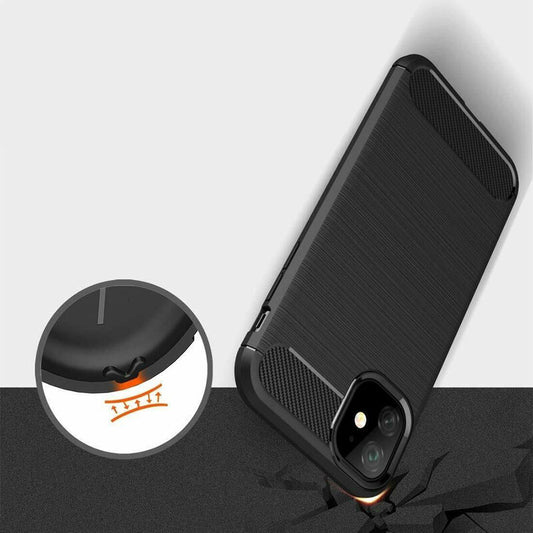 Coque pour Apple iPhone 12 / 12 Pro, Techsuit, Carbone, Noire