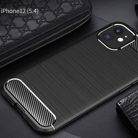Coque pour Apple iPhone 12 mini, Techsuit, Carbone, Noire