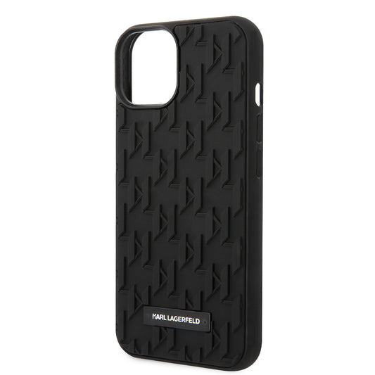 Étui pour Apple iPhone 14 Plus, Karl Lagerfeld, Monogramme 3D, Noir