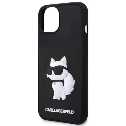 Housse pour Apple iPhone 14 Plus, Karl Lagerfeld, 3D Rubber Choupette, Noire