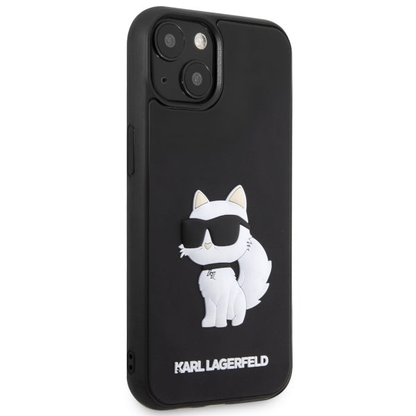 Housse pour Apple iPhone 14 Plus, Karl Lagerfeld, 3D Rubber Choupette, Noire