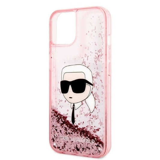 Case for Apple iPhone 14 Plus, Karl Lagerfeld, Glitter Karl's Head, Pink