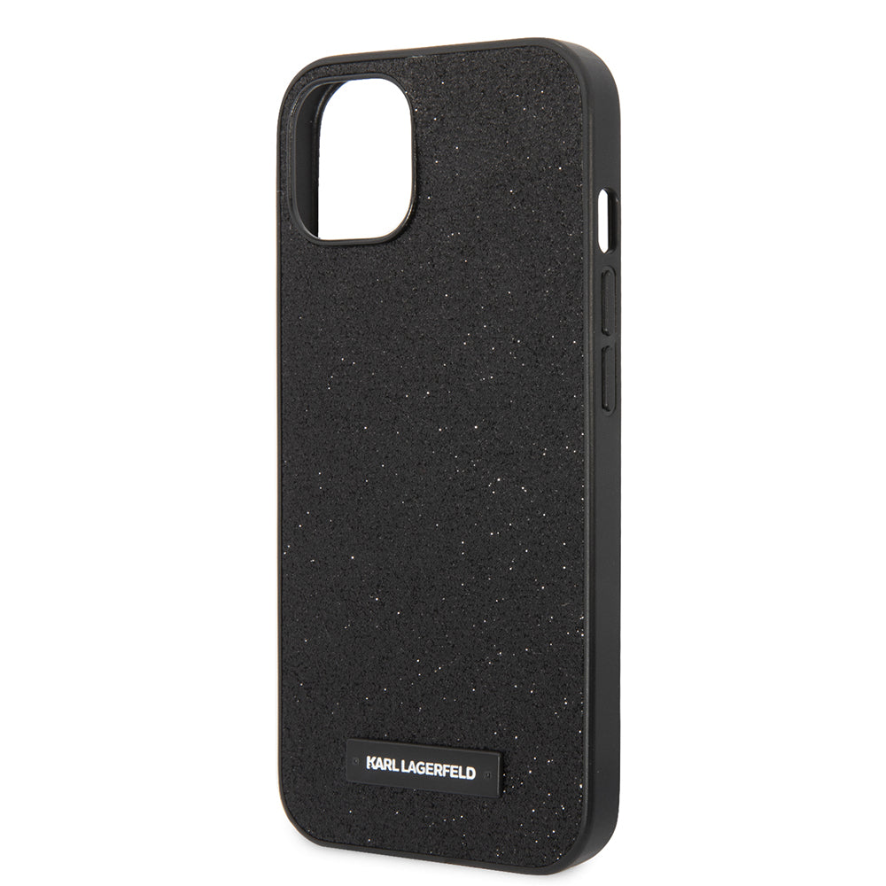 Case for Apple iPhone 14 Plus, Karl Lagerfeld, Glitter Plaque Logo, Black