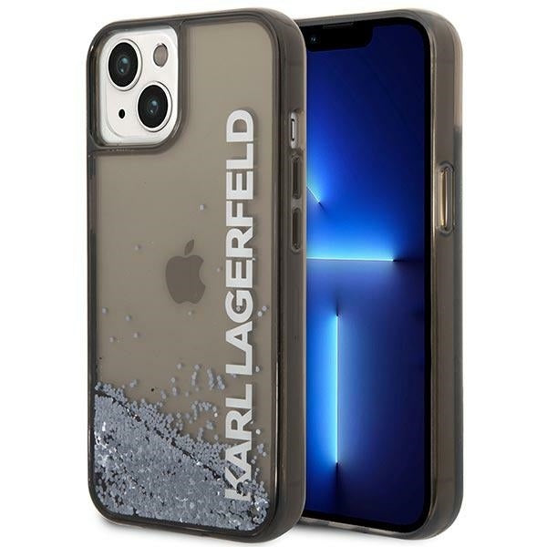 Étui pour Apple iPhone 14 Plus, Karl Lagerfeld, Liquid Glitter KL Logo, Noir