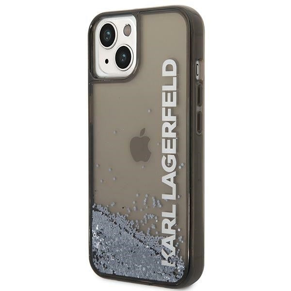 Étui pour Apple iPhone 14 Plus, Karl Lagerfeld, Liquid Glitter KL Logo, Noir