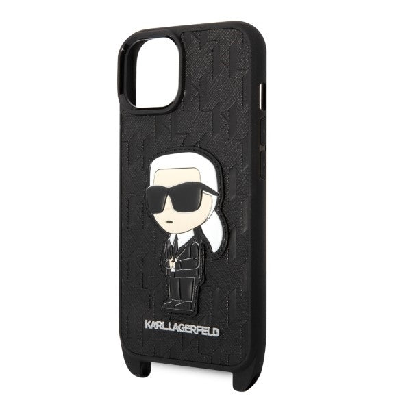 Étui pour Apple iPhone 14 Plus, Karl Lagerfeld, Monogram Ikonik Karl, Blanc