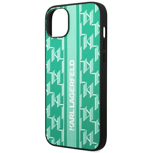 Étui pour Apple iPhone 14 Plus, Karl Lagerfeld, Monogram Stripe, Vert