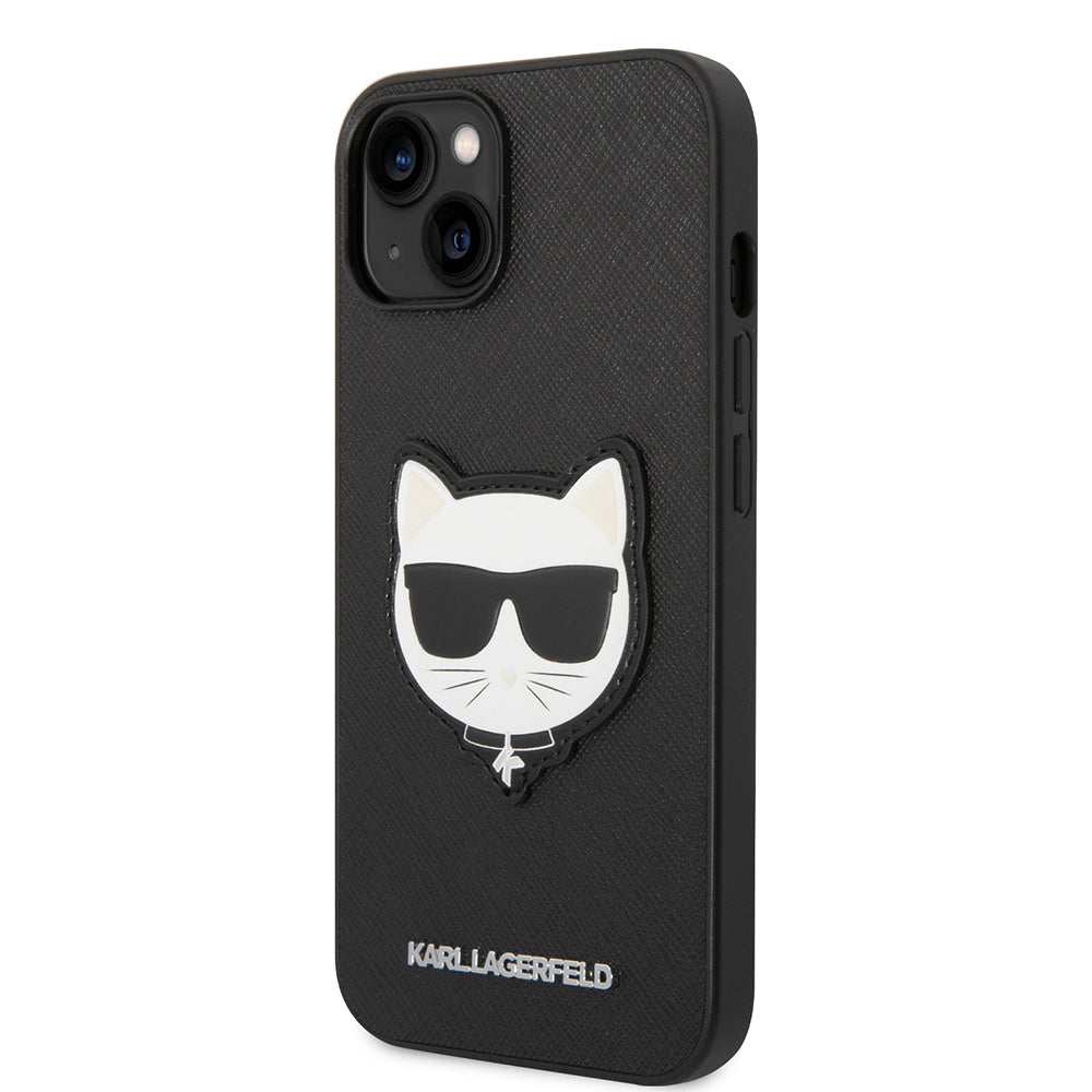 Étui pour Apple iPhone 14 Plus, Karl Lagerfeld, Saffiano Choupette's Head, Noir