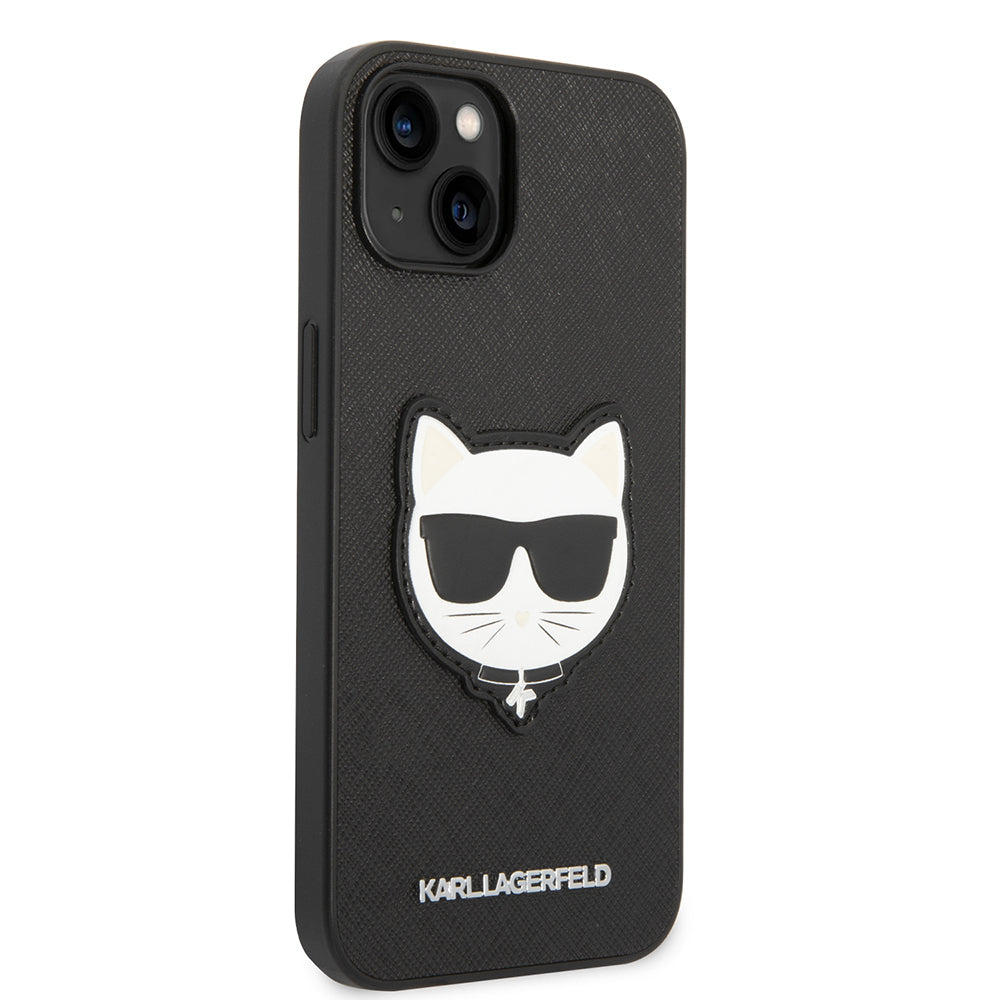 Étui pour Apple iPhone 14 Plus, Karl Lagerfeld, Saffiano Choupette's Head, Noir
