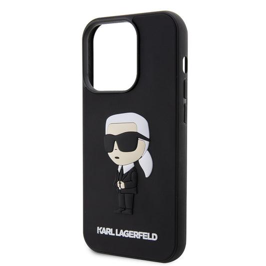 Étui pour Apple iPhone 14 Pro, Karl Lagerfeld, 3D Rubber Ikonik Karl, Noir