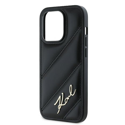 Étui pour Apple iPhone 14 Pro, Karl Lagerfeld, Diagonal Quilted Script, Noir