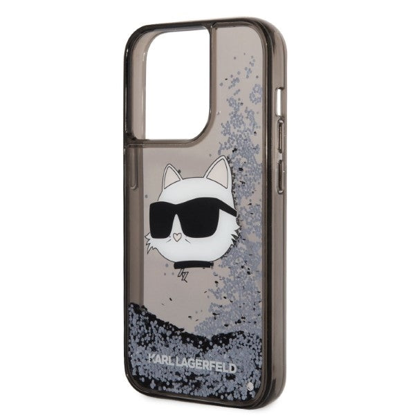 Étui pour Apple iPhone 14 Pro, Karl Lagerfeld, Glitter Choupette's Head, Noir