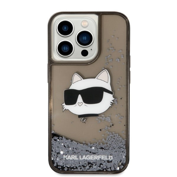 Étui pour Apple iPhone 14 Pro, Karl Lagerfeld, Glitter Choupette's Head, Noir
