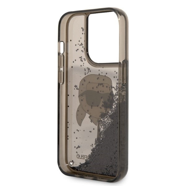 Étui pour Apple iPhone 14 Pro, Karl Lagerfeld, Glitter Karl's Head, Noir