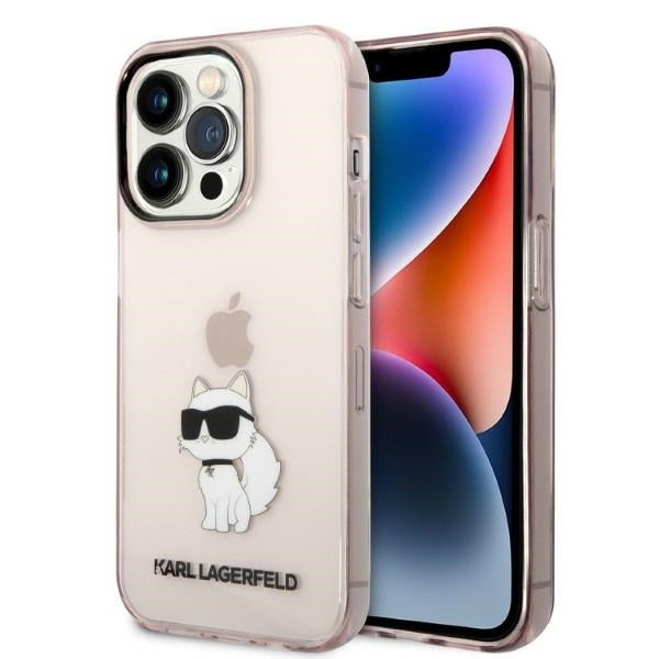 Étui pour Apple iPhone 14 Pro, Karl Lagerfeld, Ikonik Choupette, Rose