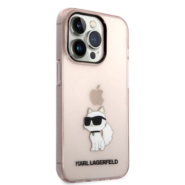 Étui pour Apple iPhone 14 Pro, Karl Lagerfeld, Ikonik Choupette, Rose