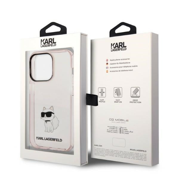 Étui pour Apple iPhone 14 Pro, Karl Lagerfeld, Ikonik Choupette, Rose