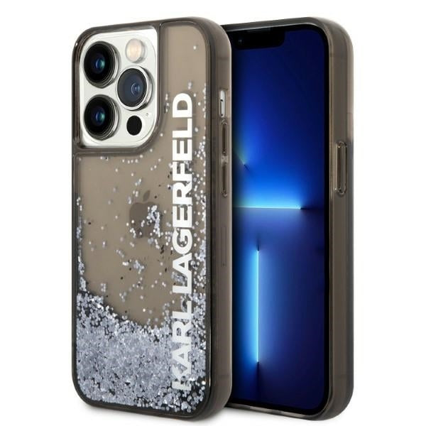 Étui pour Apple iPhone 14 Pro, Karl Lagerfeld, Liquid Glitter KL Logo, Noir