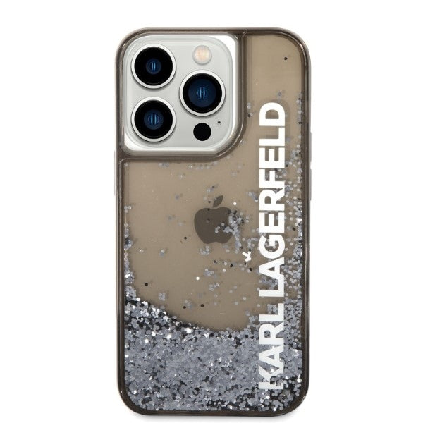 Étui pour Apple iPhone 14 Pro, Karl Lagerfeld, Liquid Glitter KL Logo, Noir