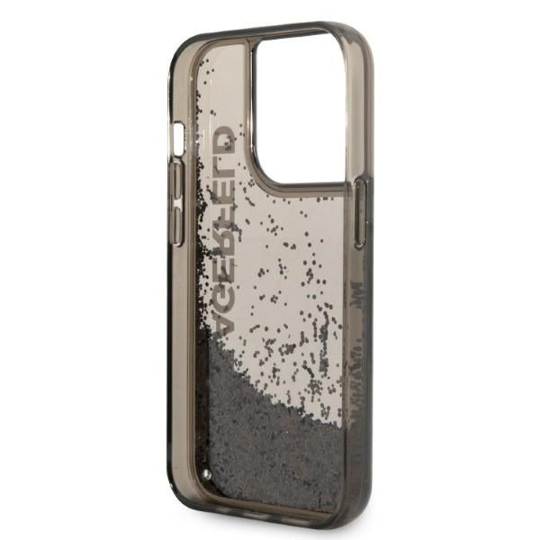 Étui pour Apple iPhone 14 Pro, Karl Lagerfeld, Liquid Glitter KL Logo, Noir