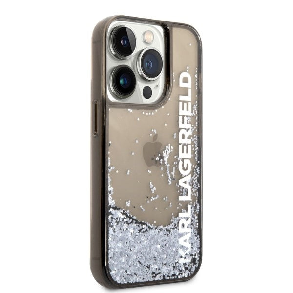 Étui pour Apple iPhone 14 Pro, Karl Lagerfeld, Liquid Glitter KL Logo, Noir