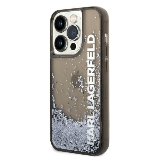 Étui pour Apple iPhone 14 Pro, Karl Lagerfeld, Liquid Glitter KL Logo, Noir