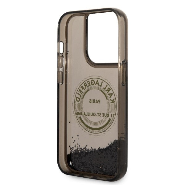 Étui pour Apple iPhone 14 Pro, Karl Lagerfeld, Liquid Glitter RSG, Noir