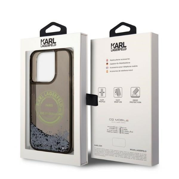 Étui pour Apple iPhone 14 Pro, Karl Lagerfeld, Liquid Glitter RSG, Noir