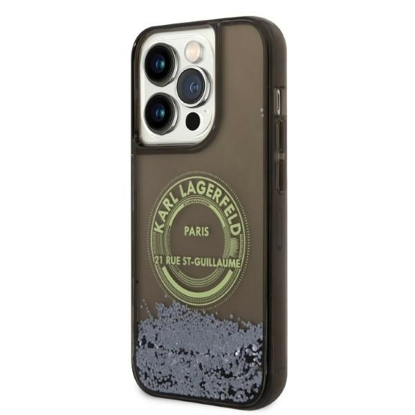 Étui pour Apple iPhone 14 Pro, Karl Lagerfeld, Liquid Glitter RSG, Noir