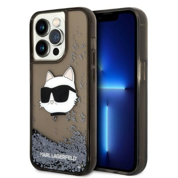 Étui pour Apple iPhone 14 Pro Max, Karl Lagerfeld, Glitter Choupette's Head, Noir