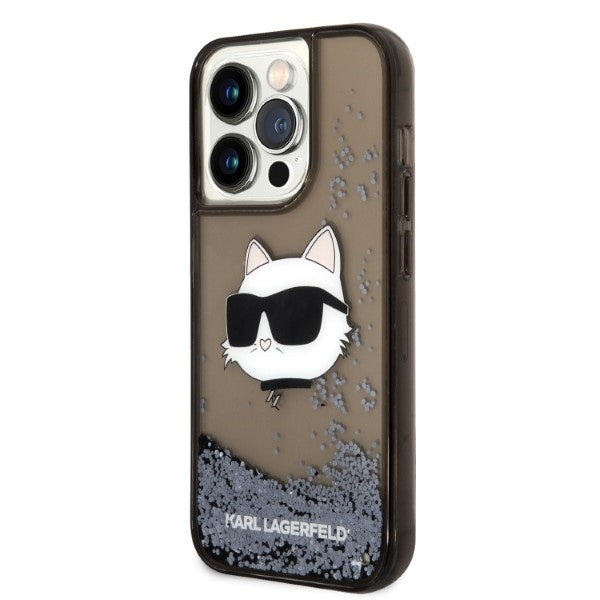 Étui pour Apple iPhone 14 Pro Max, Karl Lagerfeld, Glitter Choupette's Head, Noir