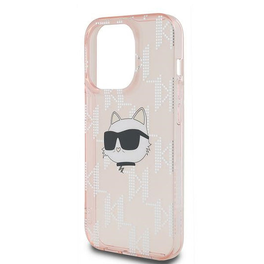 Étui pour Apple iPhone 14 Pro Max, Karl Lagerfeld, IML Luxury Monogram Choupette's Head, Rose