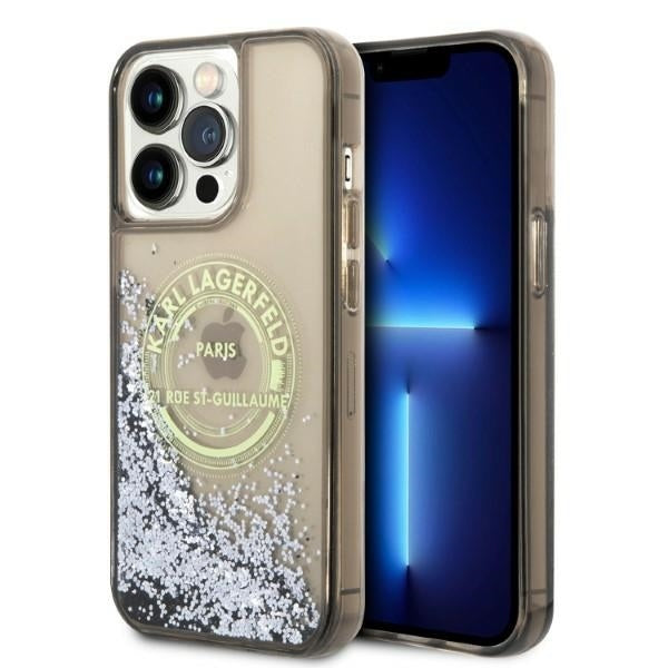 Étui pour Apple iPhone 14 Pro Max, Karl Lagerfeld, Liquid Glitter RSG, Noir
